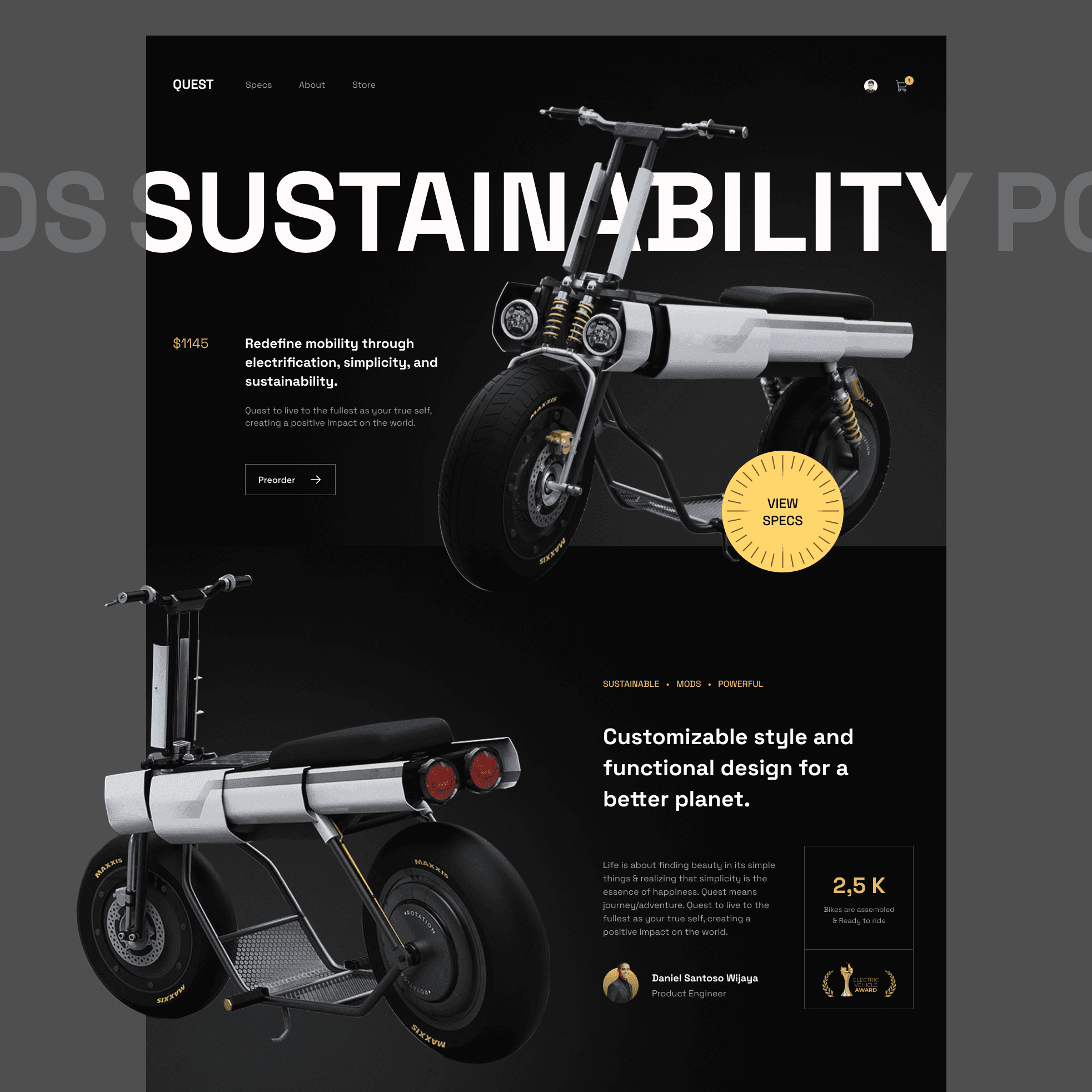 Electric Motorcycle Web Design
