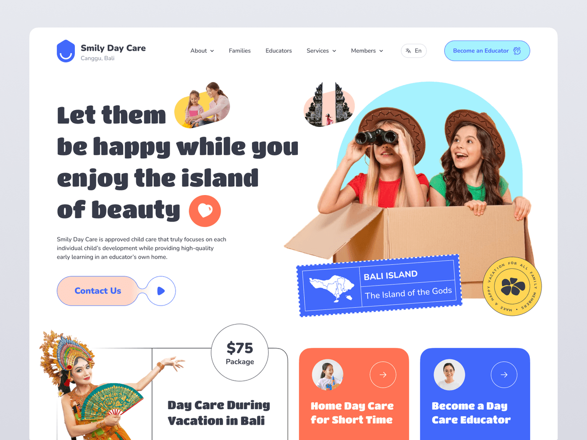 The Day Care - Website Hero Section
