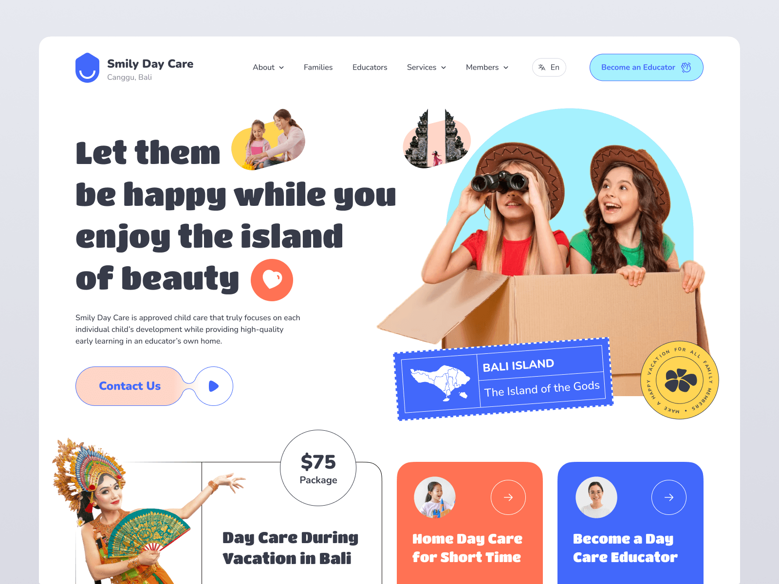 The Day Care - Website Hero Section